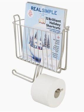 Stainless Steel Over-the-Toilet Paper Holder with Magazine Rack